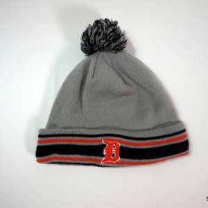 Detroit Tigers New Era Winter Beanie Pom Hat On Field MLB Authentic Road Grey